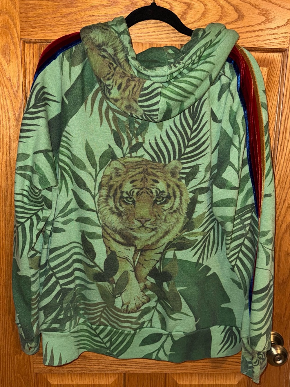 Rare Aviator Natuon Green Tiger Print Zip-Up Hoodie L - Picture 3 of 10